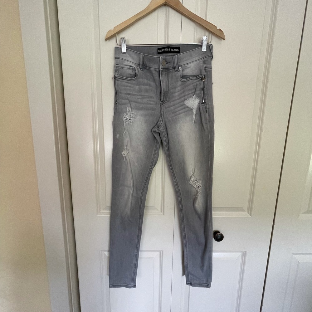 Express Light Grey Wash High Rise Legging Size 4R